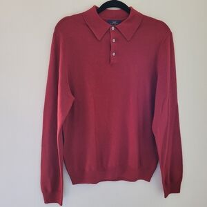 "346" Brooks Brothers Red Merino Wool Collared Sweater